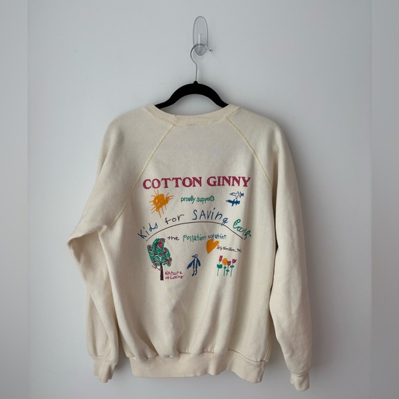 Vintage Cotton Ginny Kids Saving Earth Sweatshirt Made in Canada Oversized 90s - Picture 10 of 12